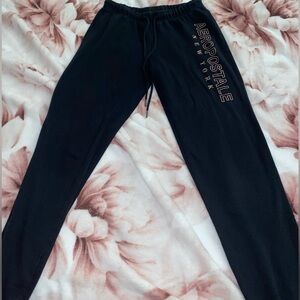 aeropostale black sweatpants with rose gold logo